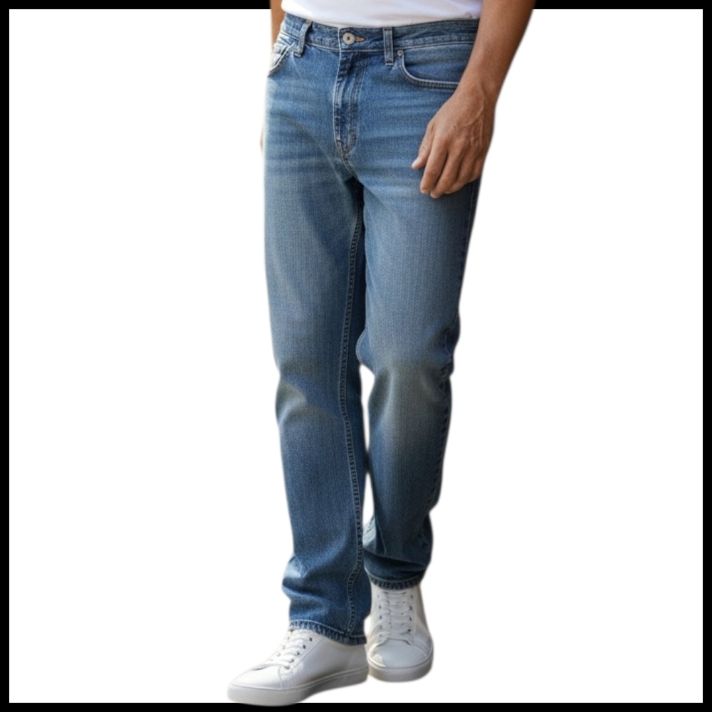 Lands' End Men's Relaxed Jeans in Light Blue Wash